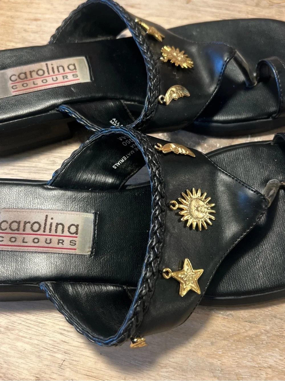 Carolina Sun & Star Black Girls' Embellished Thong Sandals